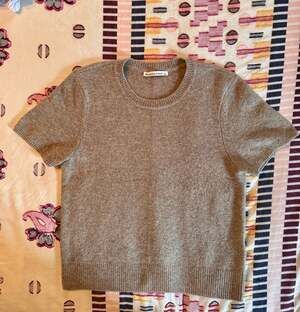 Abercrombie & Fitch Soft Knit Sweater Tee Neutral Beige Short Sleeve Top Large